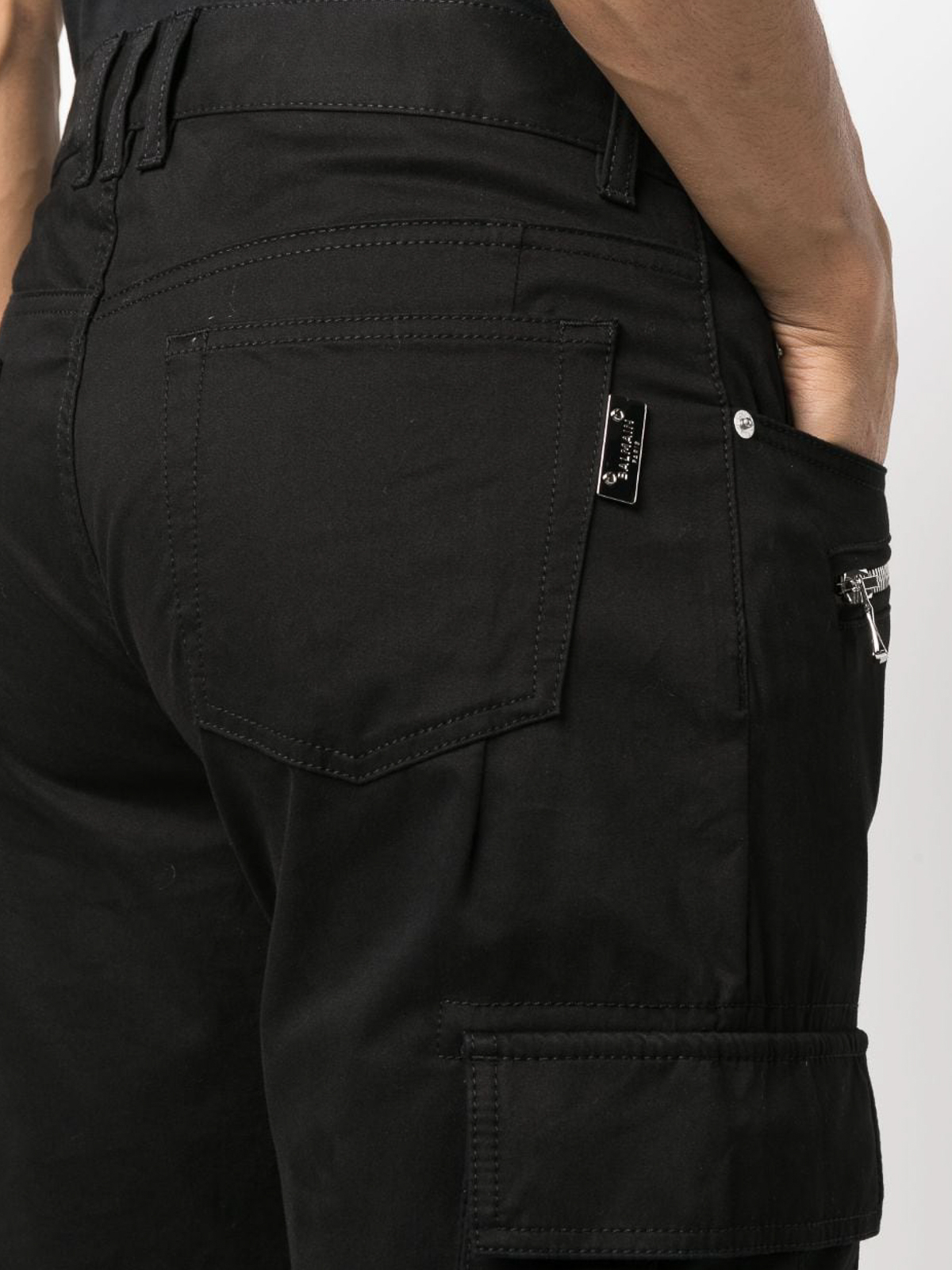 Shop Balmain Tapered Cargo Pants. In Black