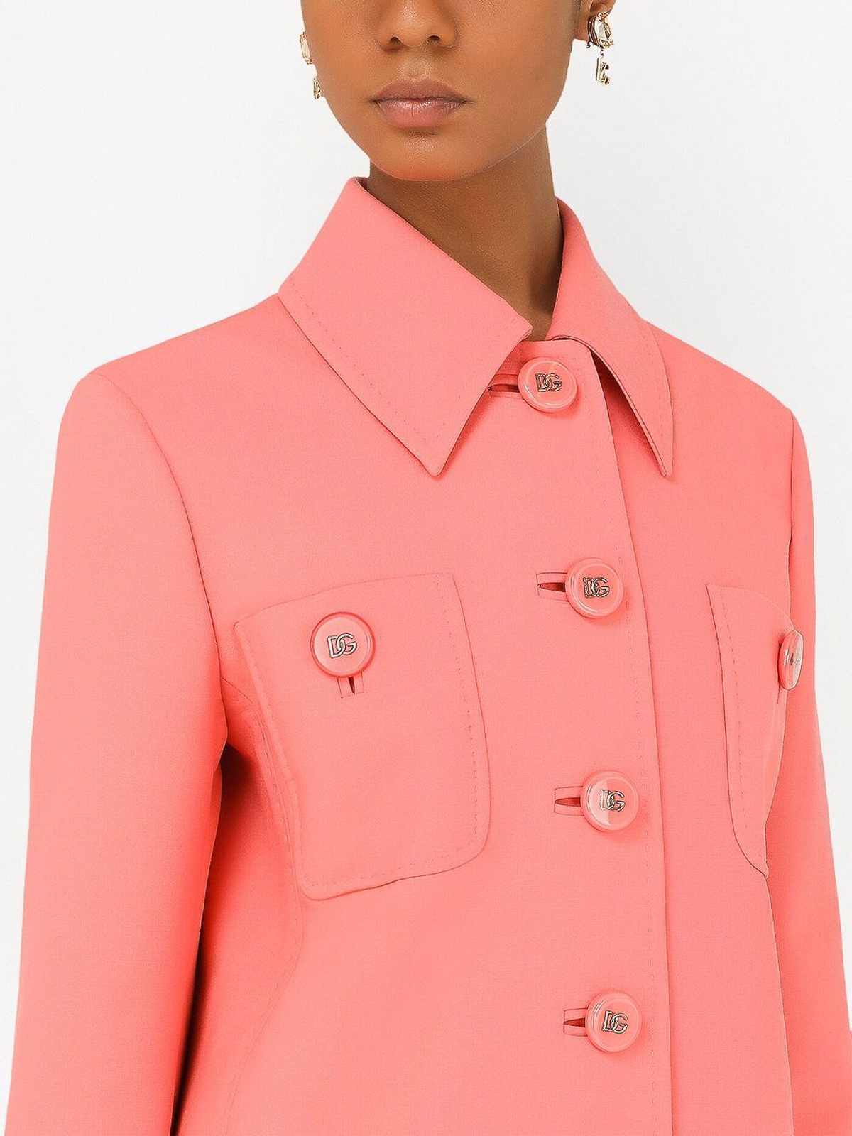 Shop Dolce & Gabbana Long Pink Wool Coat In Rosado