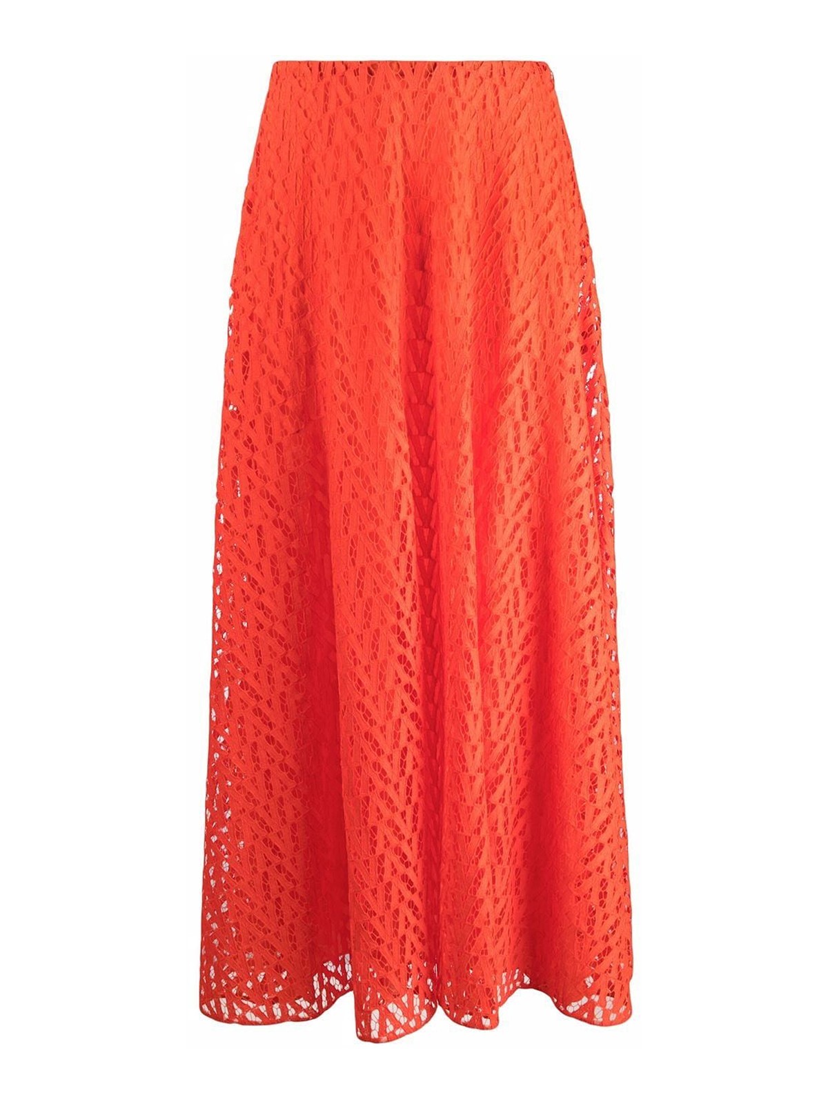12006 Orange Patterned Knee Length Skirt