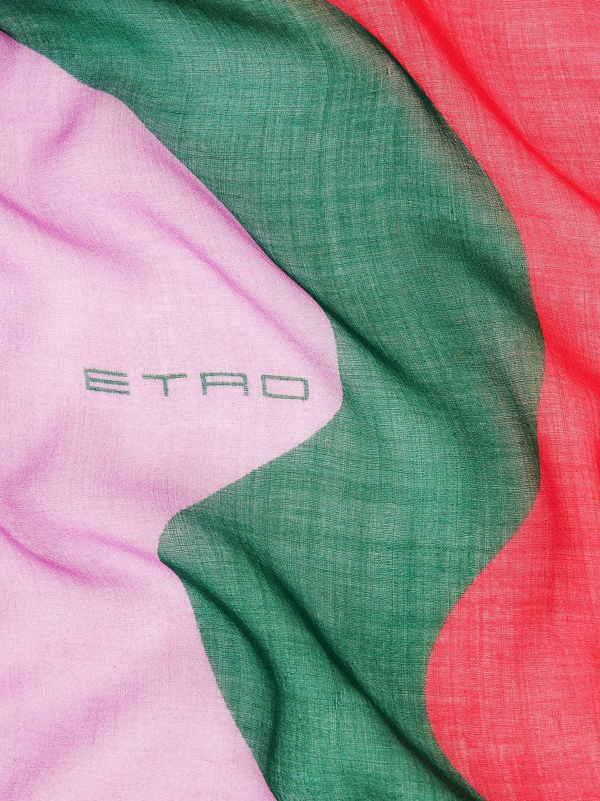 Shop Etro Wave Print Cashmere Scarf In Multicolour