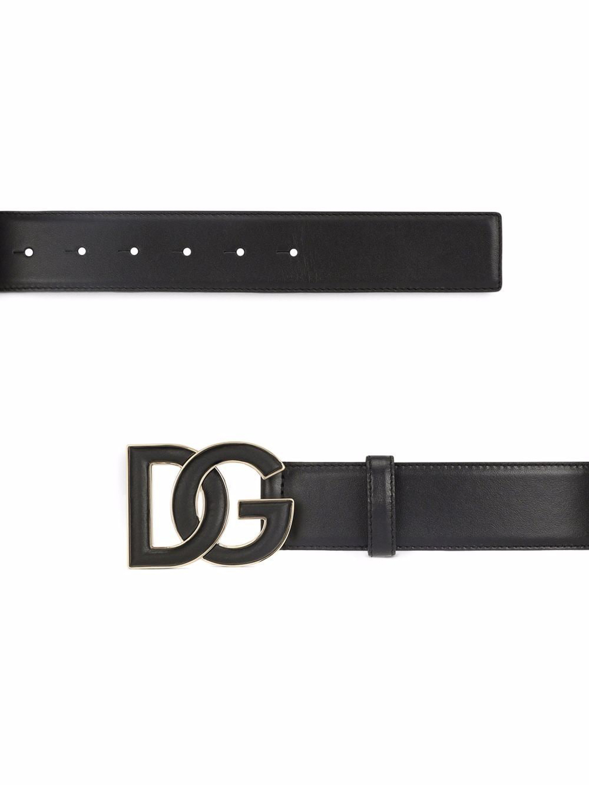 Shop Dolce & Gabbana Black Leather Logo Buckle Belt In Negro