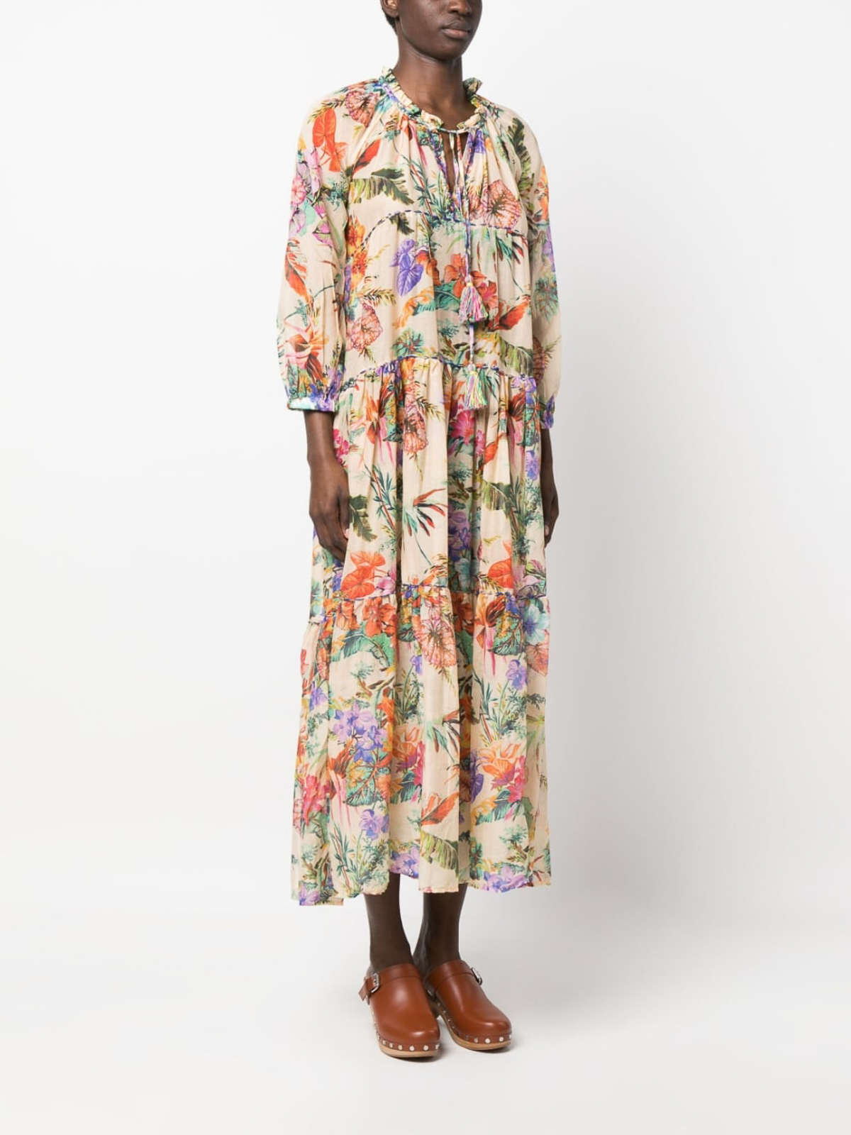 Shop Anjuna Printed Cotton Blend Silk Maxi Dress In Multicolour
