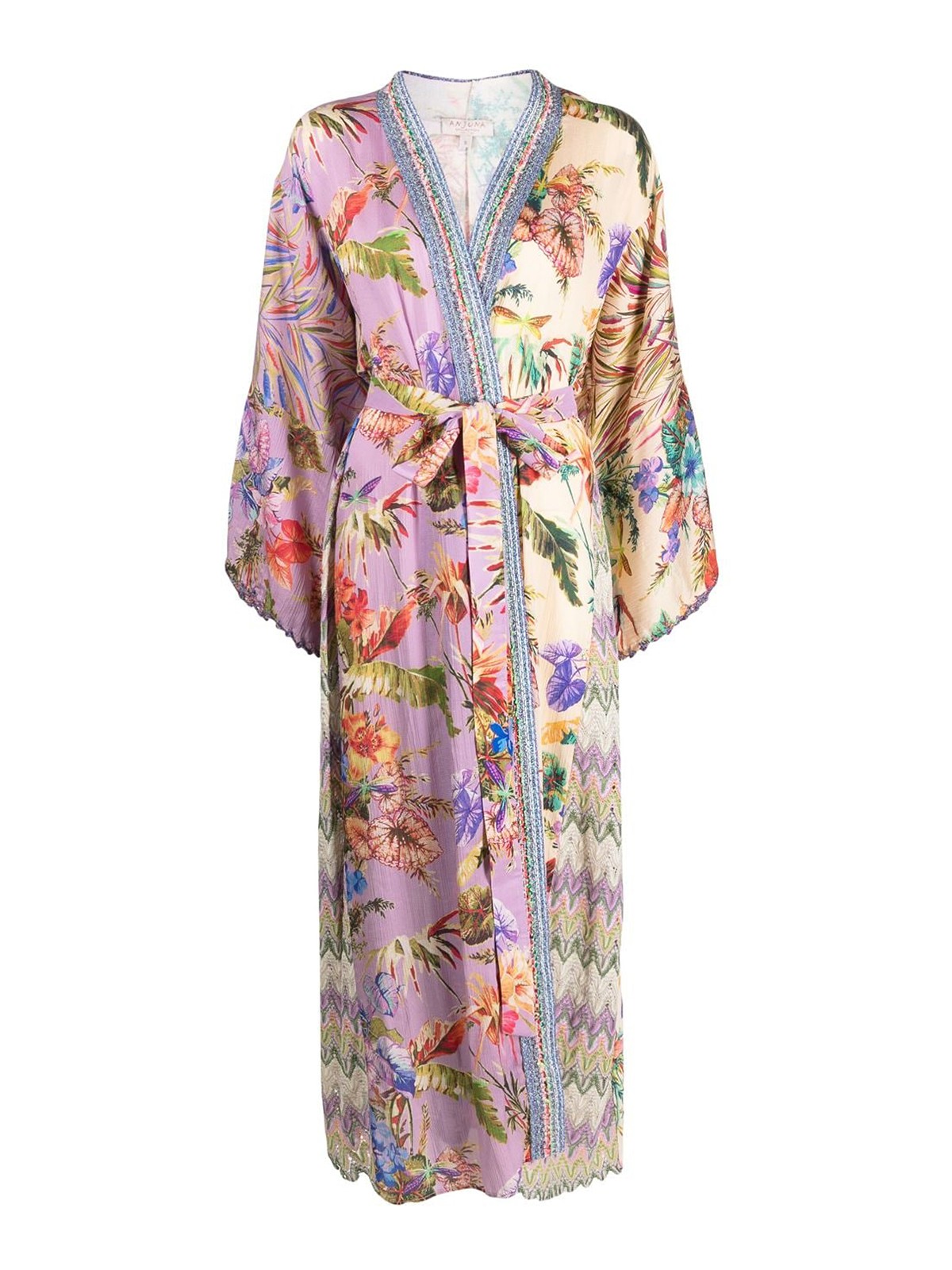 Anjuna Embroidered  Long Kimono In Multicolor