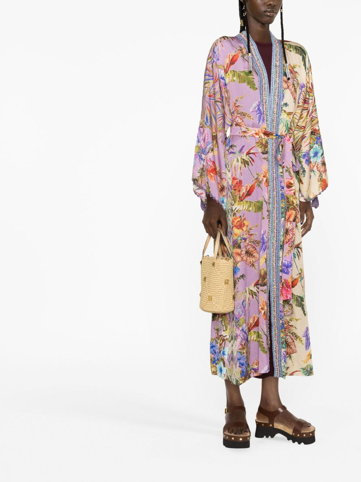 Shop Anjuna Embroidered  Long Kimono In Multicolor