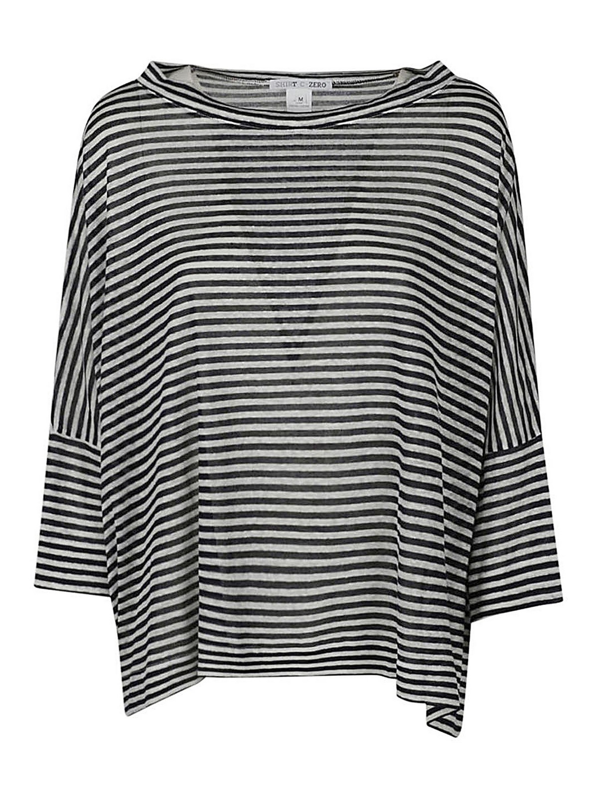 Shop Shirt C-zero Linen Striped Sweater In Blue