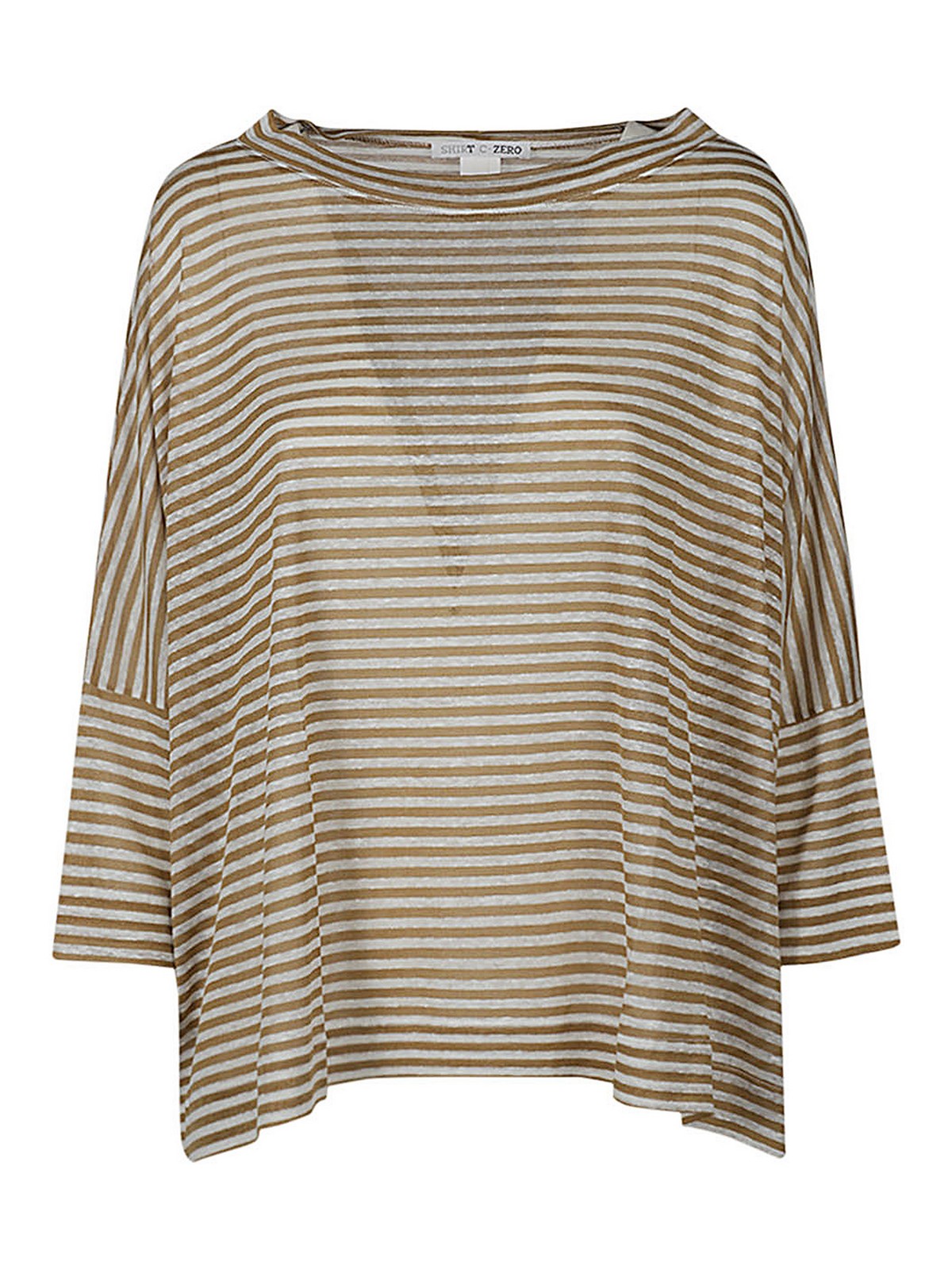 Shirt C-zero Linen Striped Sweater In Brown
