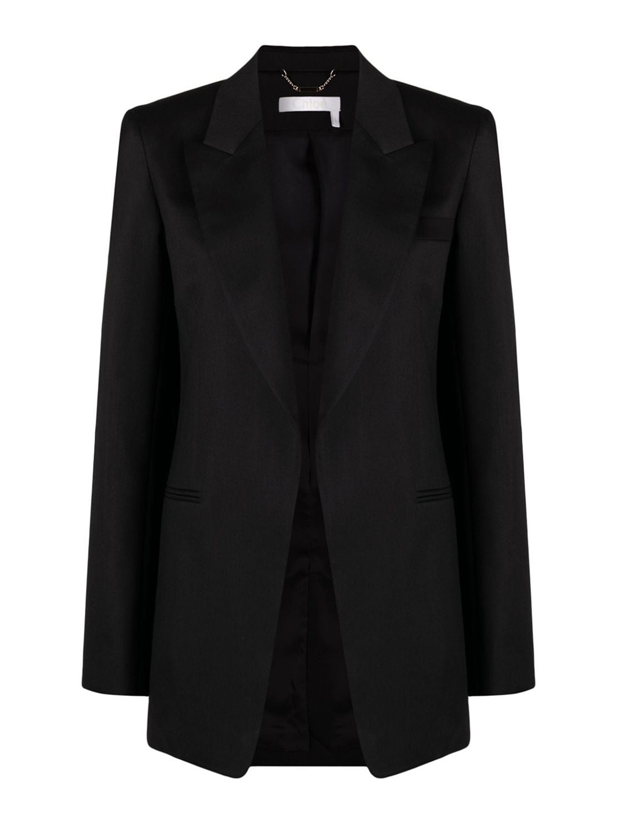See By Chloé Single-breasted Silk Blend Wool Jacket In Negro