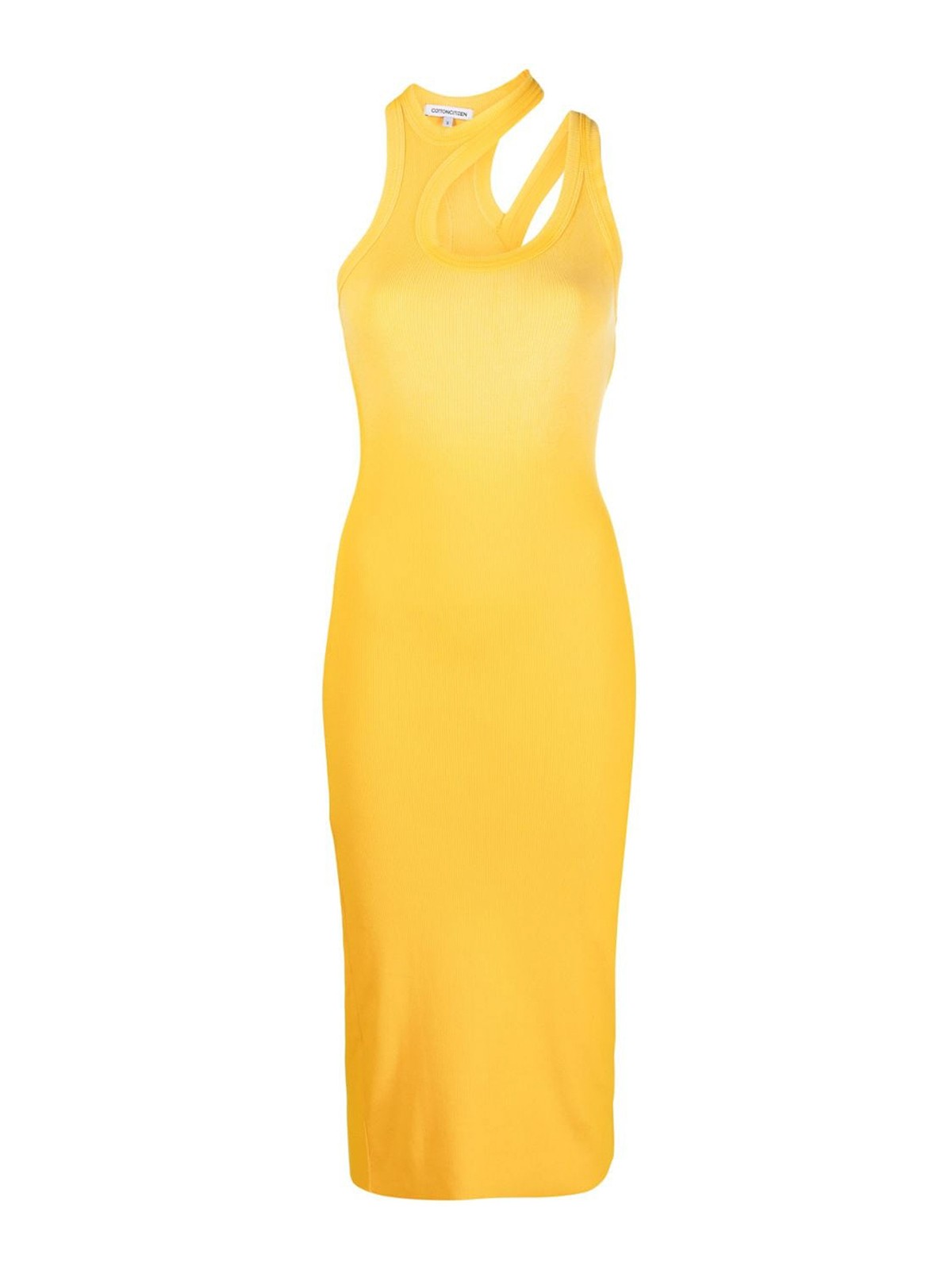 Cottocitizen Cut-out Cotton Short Dress In Yellow