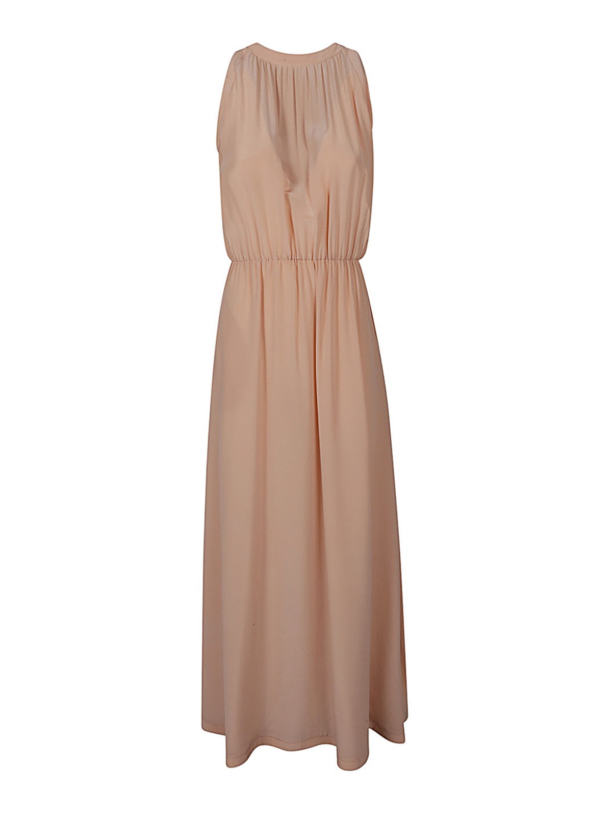 Shop Cri.da Silk Long Dress In Color Carne Y Neutral