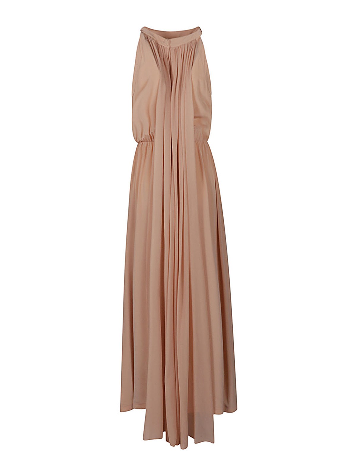 Shop Cri.da Silk Long Dress In Color Carne Y Neutral