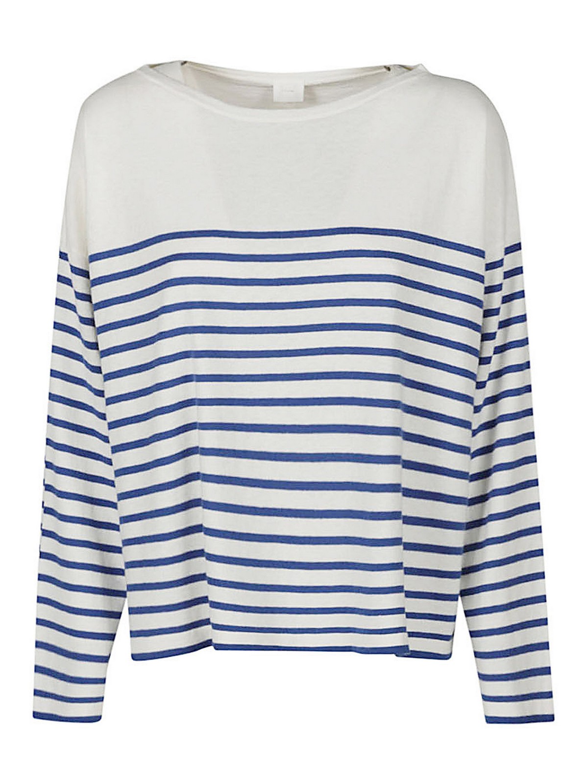Shop Ct Plage Striped Cotton Blend Pullover In Blue