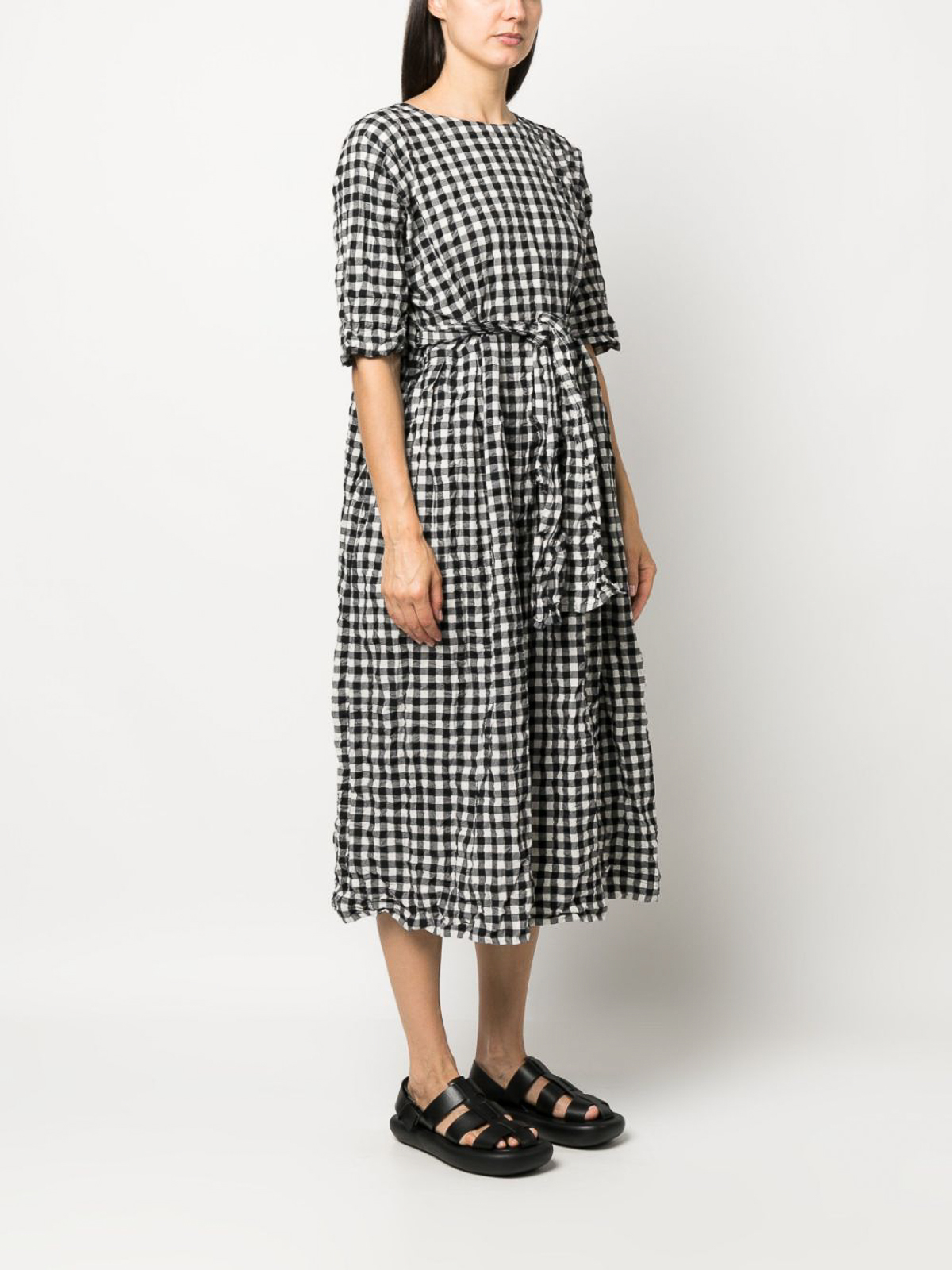 Daniela Gregis Gingham tied-waist midi dress - Beige|A383APWC1013