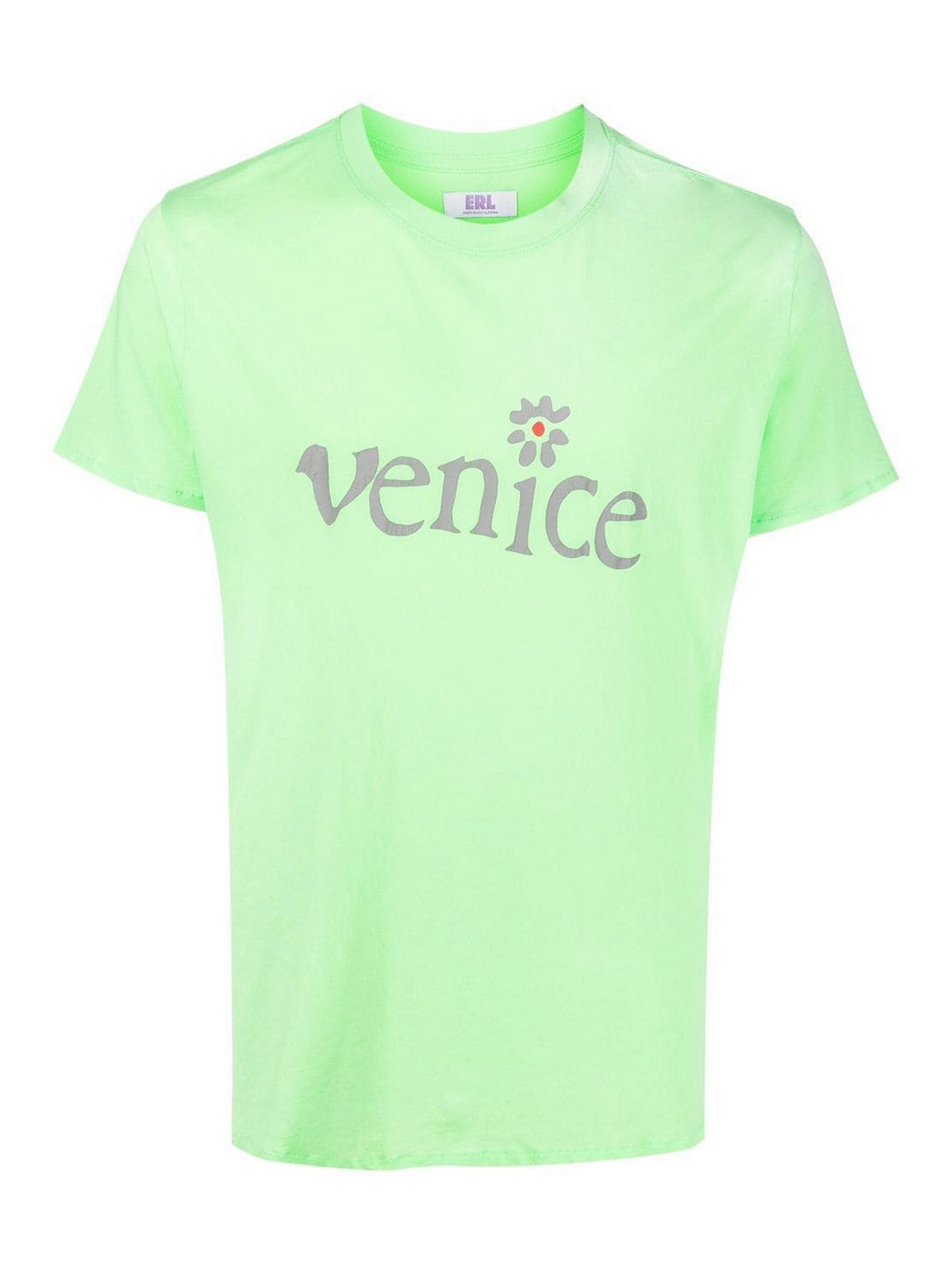 Erl Printed Cotton T-shirt In Green