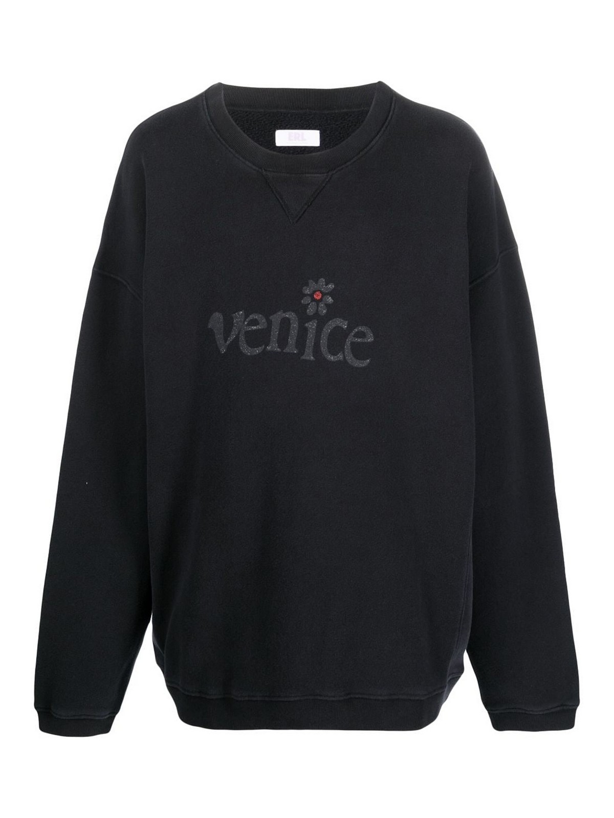 Shop Erl Fleece Crewneck Sweatshirt In Black