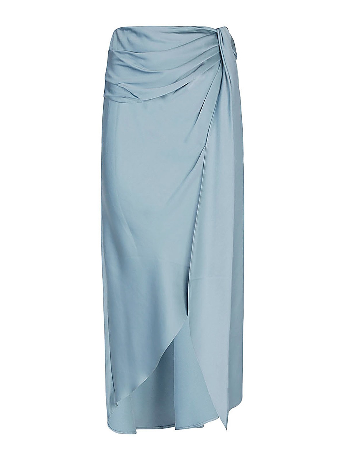 Shop Jonathan Simkhai Elisabetta Draped Satin Midi Skirt In Azul