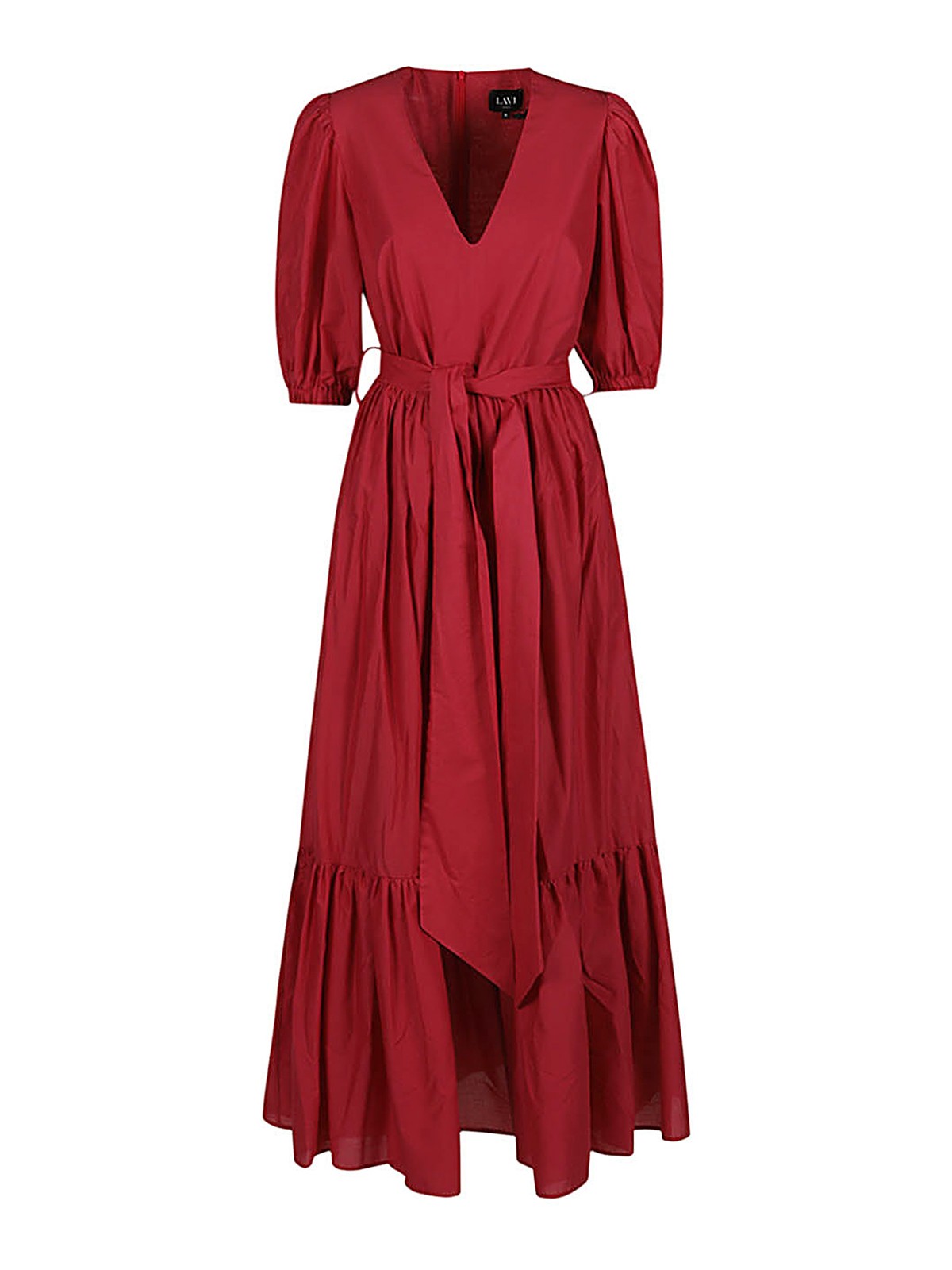 Shop Lavi Cotton Long Dress In Red