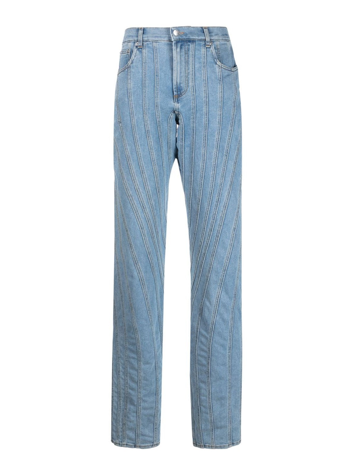 Shop Mugler Boyfriend Denim Jeans In Blue
