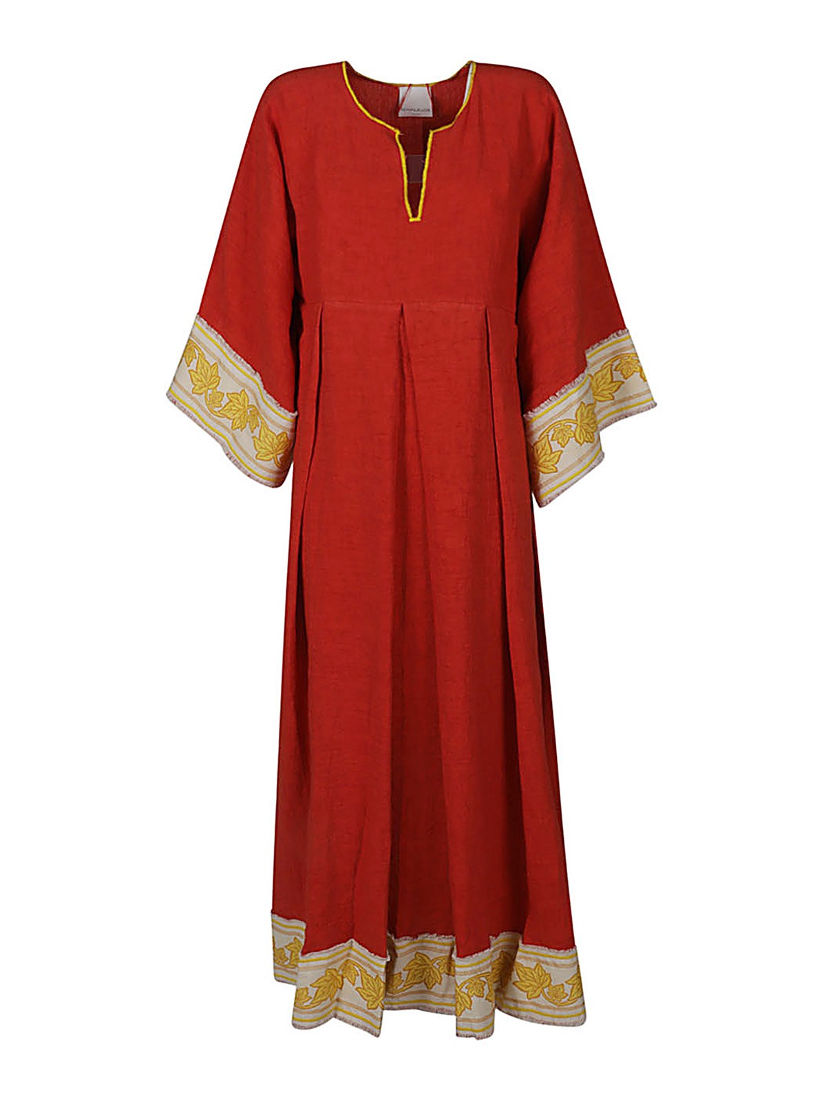 Shop Ninaleuca Linen Long Dress In Rojo