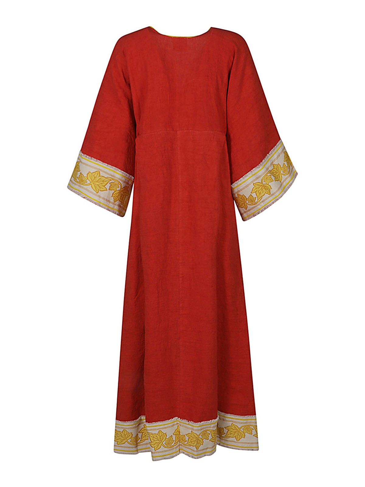 Shop Ninaleuca Linen Long Dress In Rojo