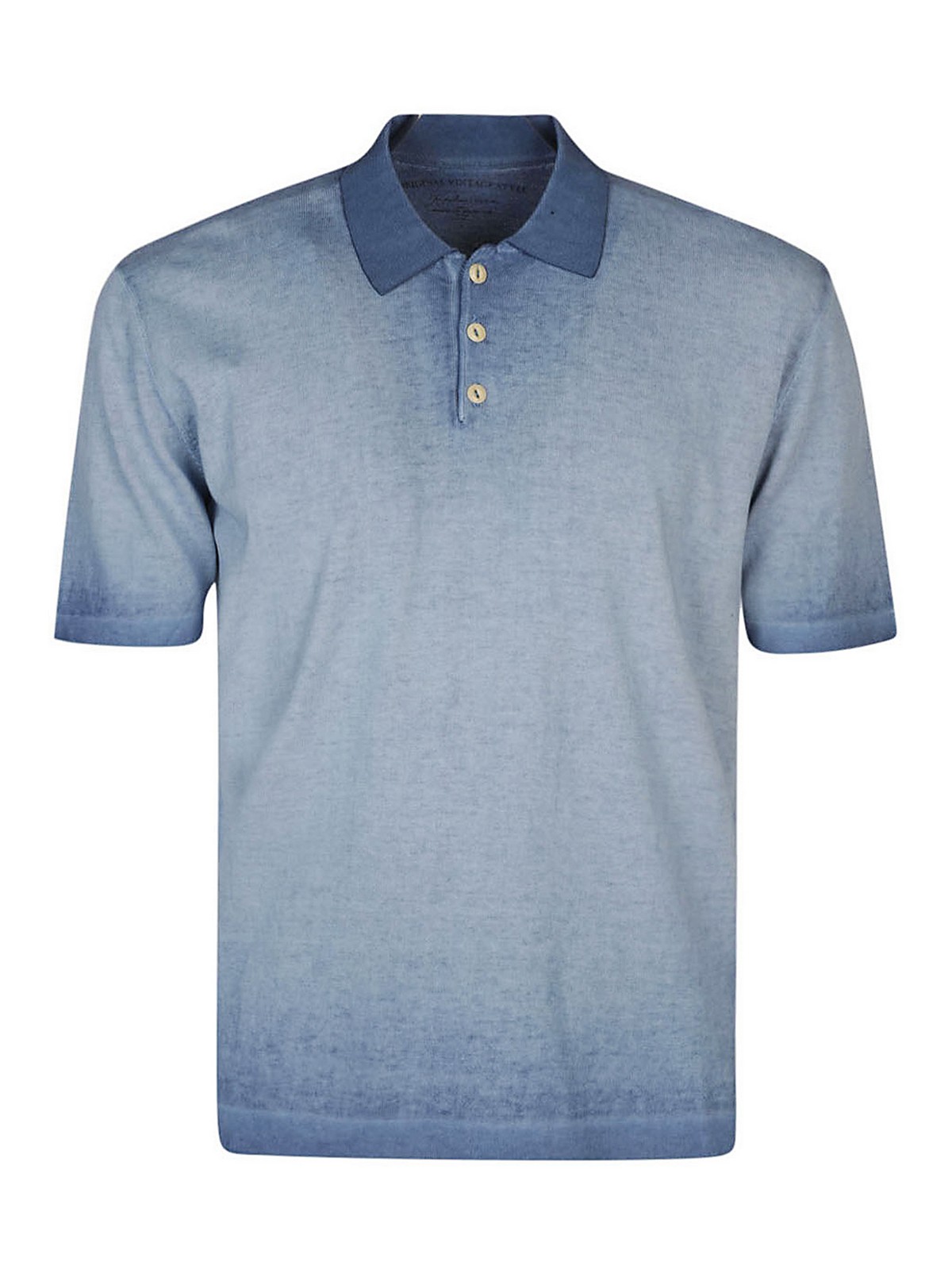 Original Vintage Style Cotton Polo Shirt In Blue