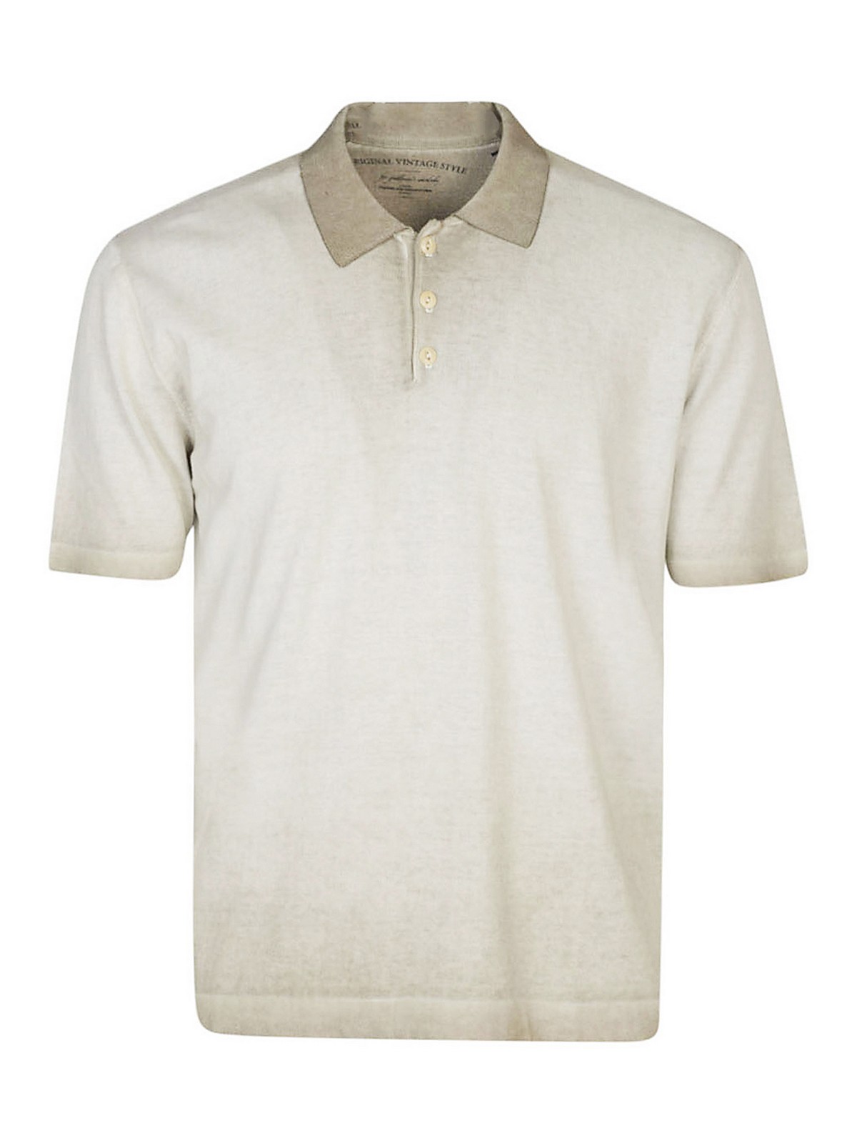 Original Vintage Style Cotton Polo Shirt In Beige