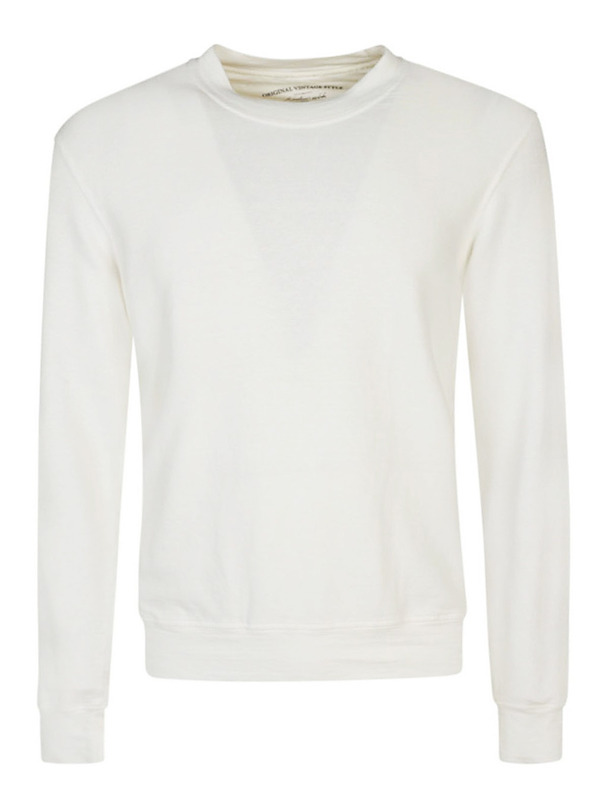Original Vintage Style Cotton Blend Linen Sweatshirt In White