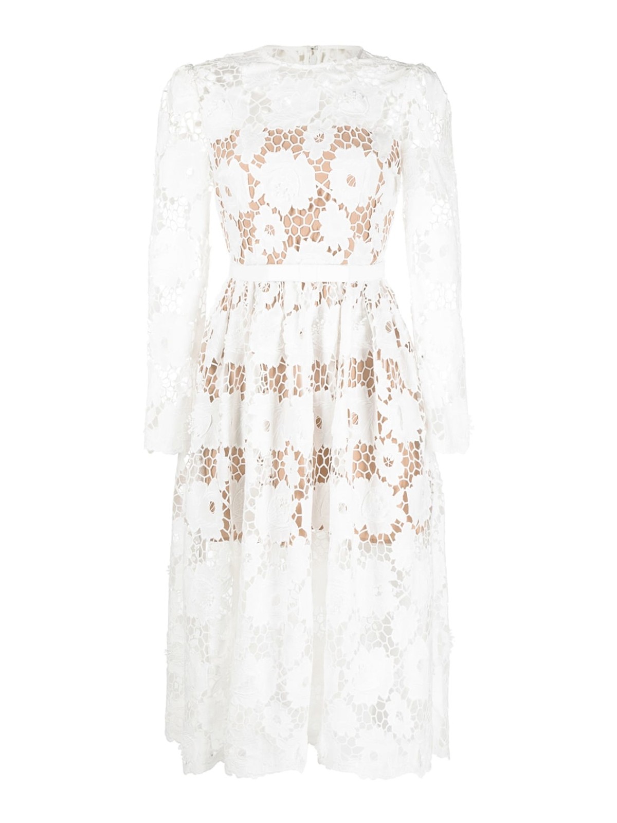 Self Portrait Cotton lace midi dress - White|SS23061MAWHITE