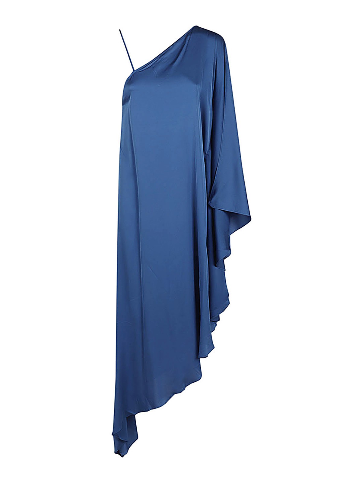Silk95five Long Asymmetrical Silk Dress In Blue