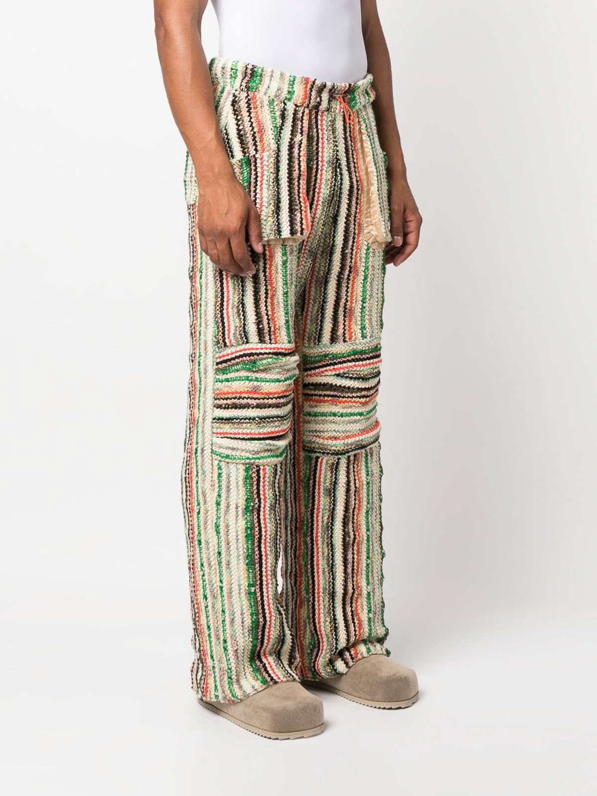 Shop Vitelli Patched Cotton Blend Wool Trousers In Multicolor