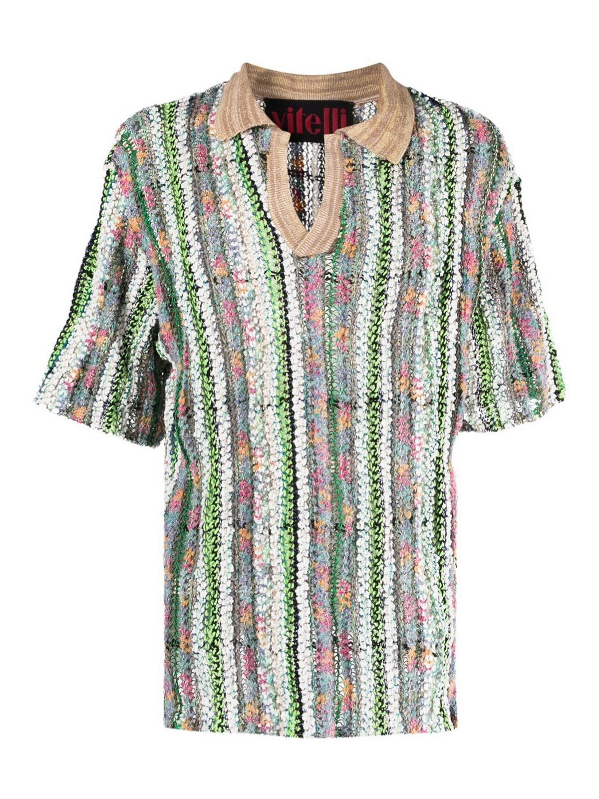Shop Vitelli Linen Blend Cotton Polo Shirt In Multicolour