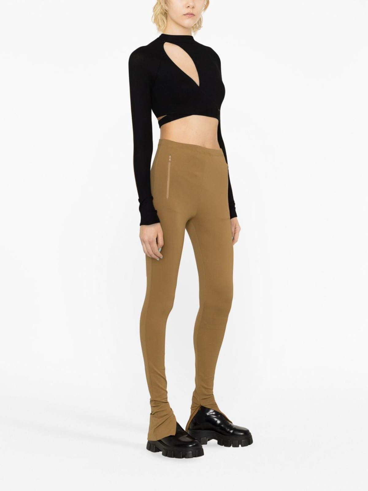 Shop Wardrobe.nyc Side Zip Leggings In Camel