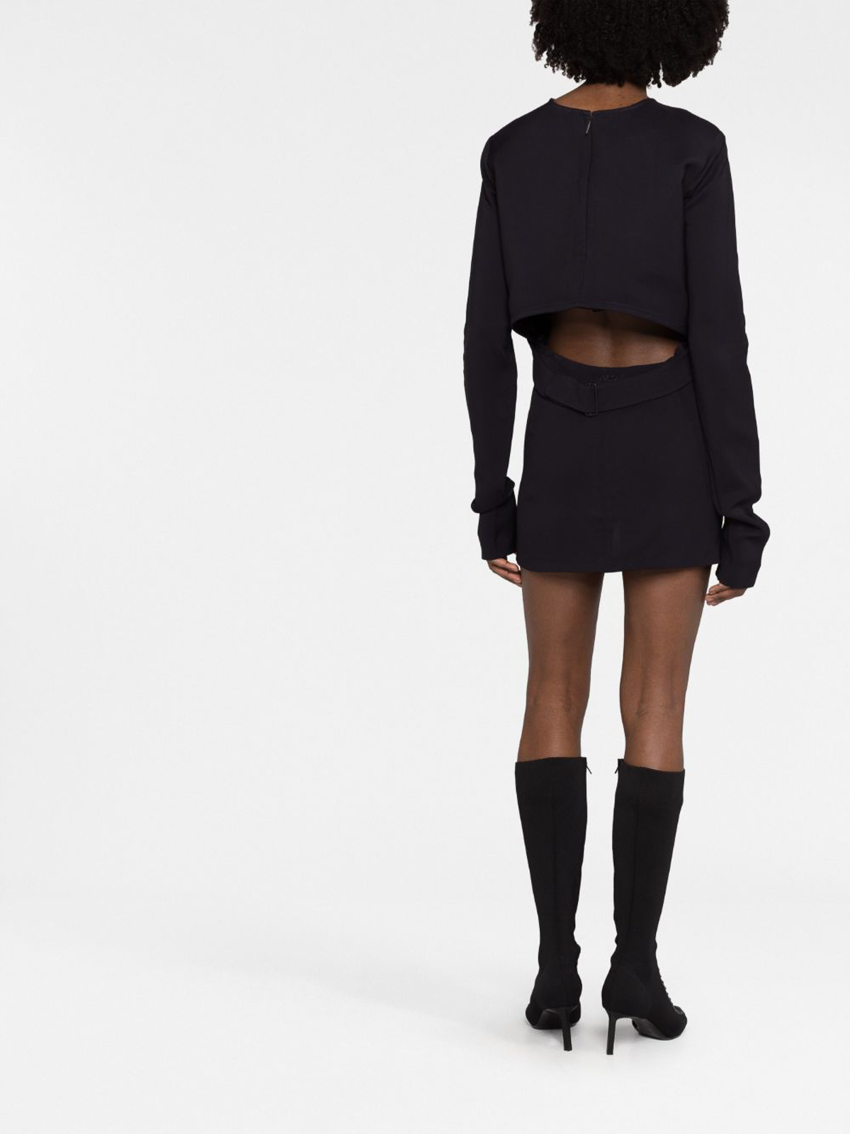 Shop 032c Flounced Mini Dress In Negro