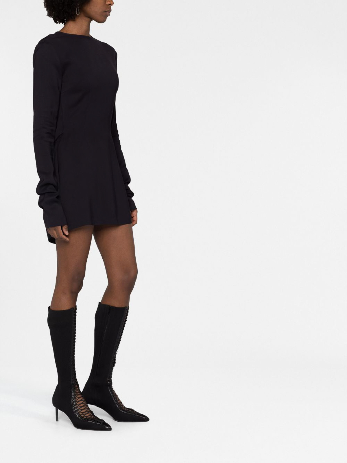 Shop 032c Flounced Mini Dress In Negro