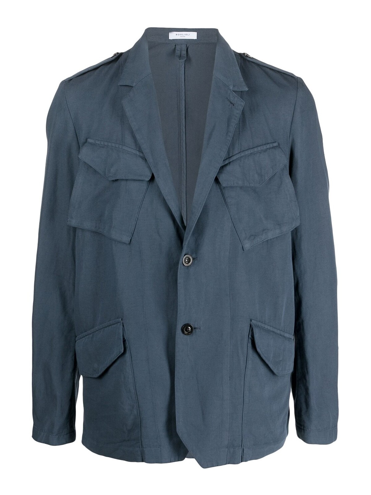Shop Boglioli Blen Linen Single-breasted Jacket In Blue