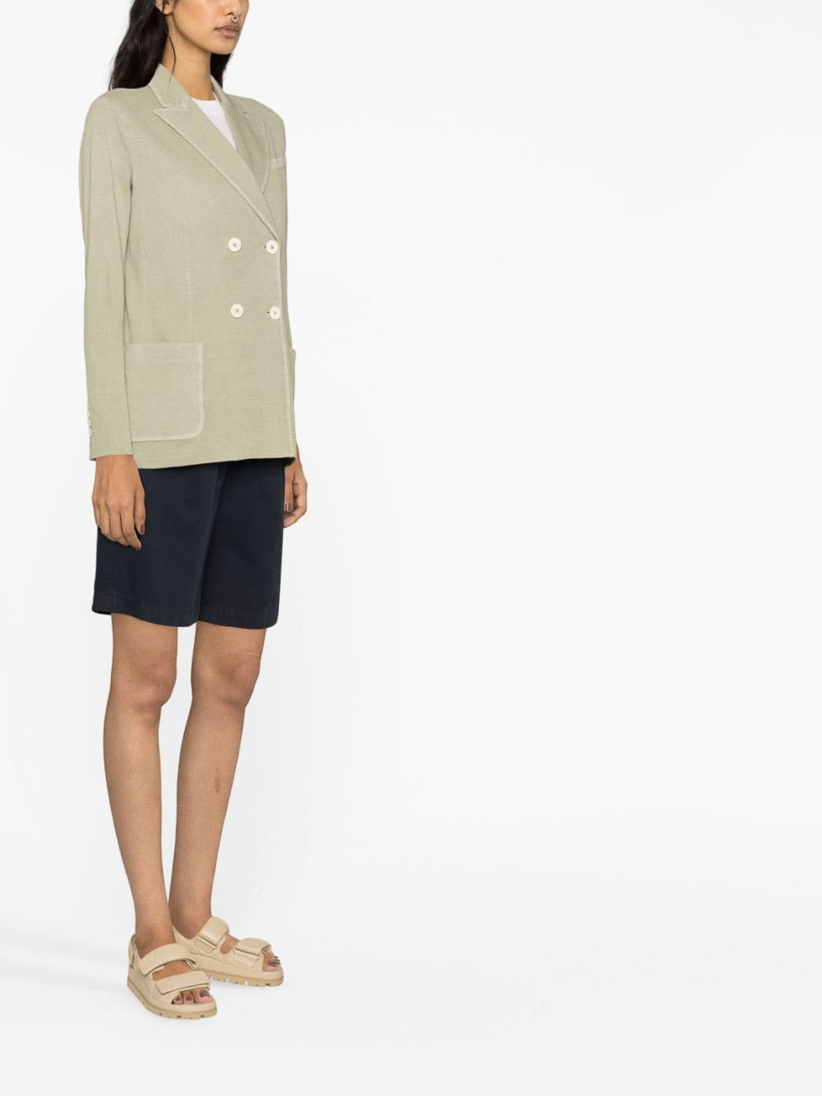 Shop Circolo 1901 Double Breasted Jacket In Green