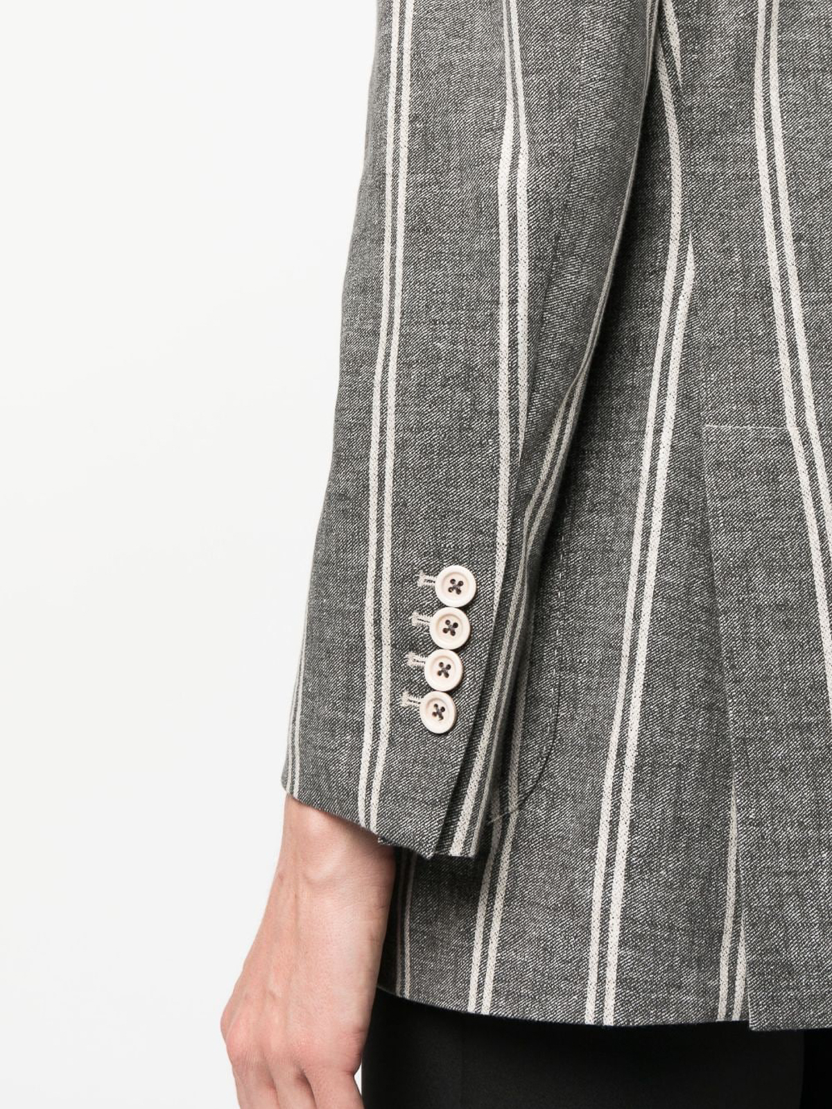 Shop Circolo 1901 Striped Double-breasted Jacket In Black
