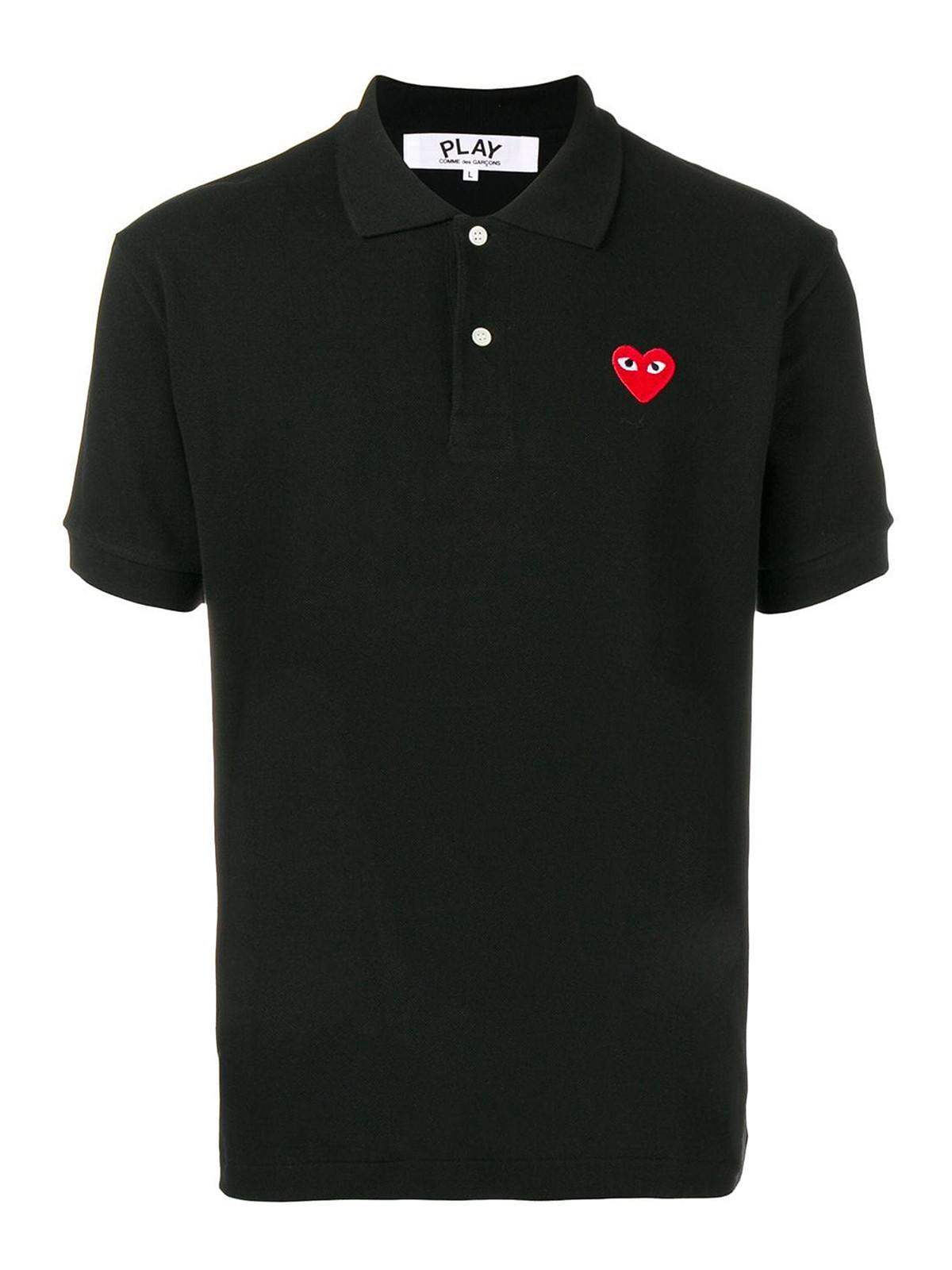 Shop Comme Des Garçons Logo Cotton Polo Shirt In Black