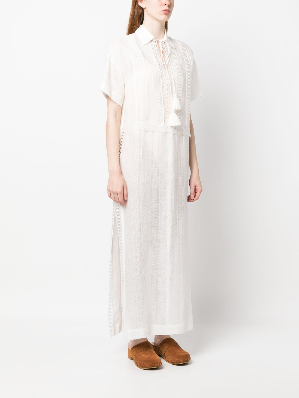 Ermanno Scervino Linen kaftan - White - Women|D424K317GQP10602 Ermanno Scervino Linen kaftan - White - Women|D424K317GQP10602