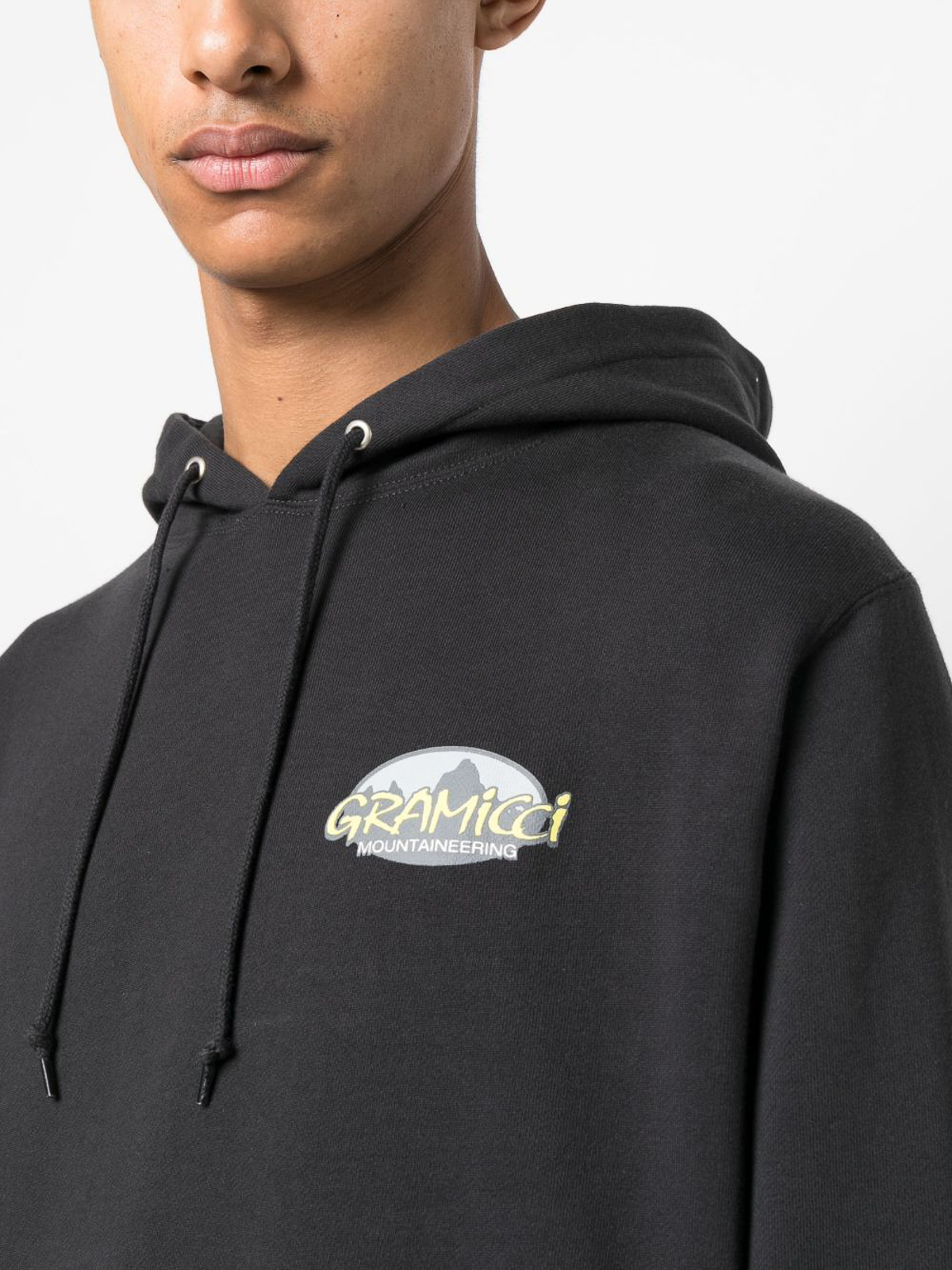 Shop Gramicci Logo Cotton Hoodie In Black