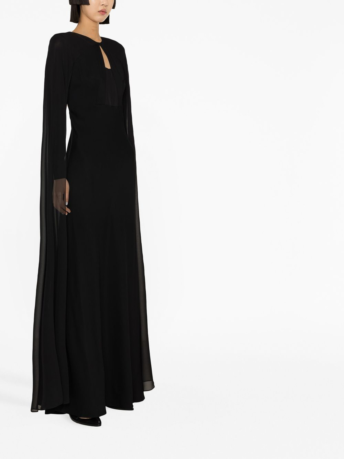 Cape-sleeve cady gown