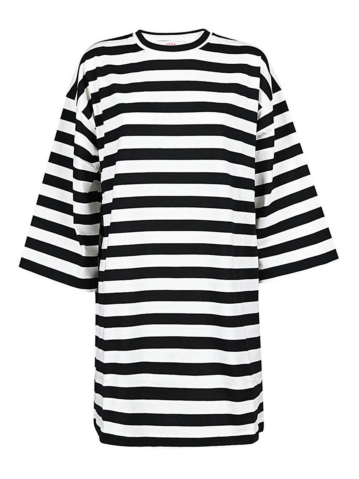 Jucca Cotton Striped Short Dress In Black