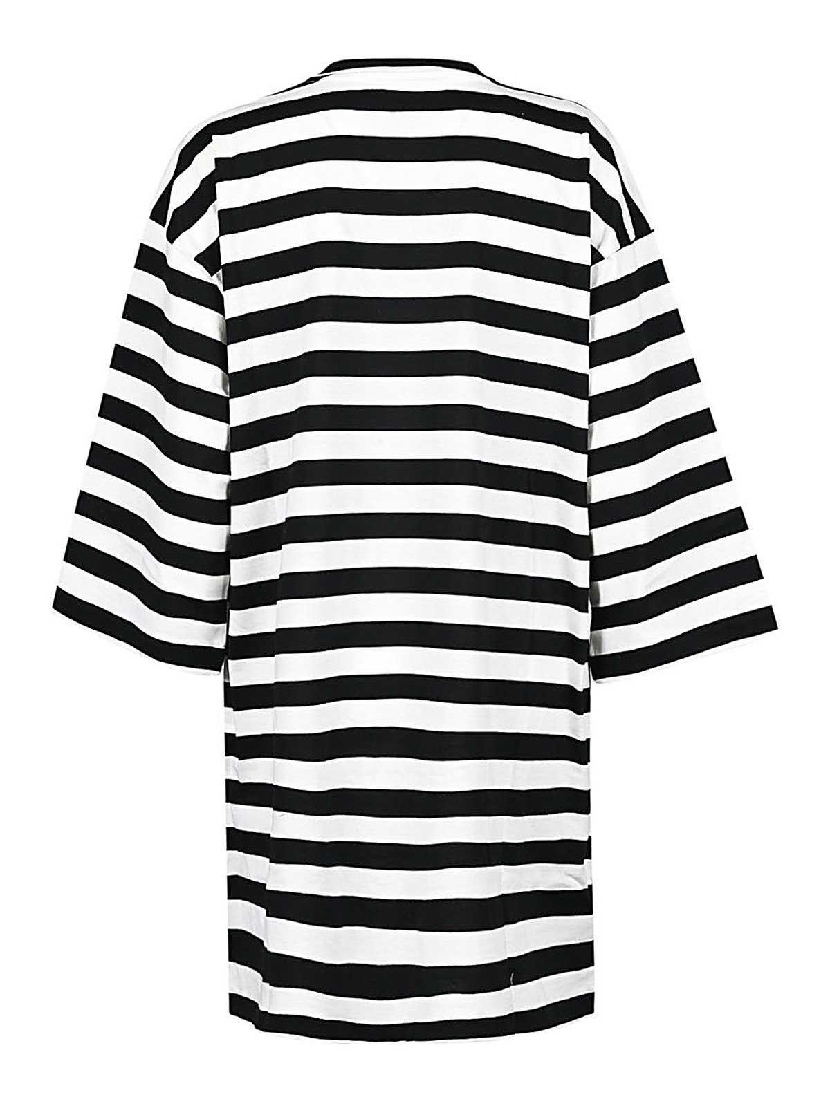 Shop Jucca Cotton Striped Short Dress In Black