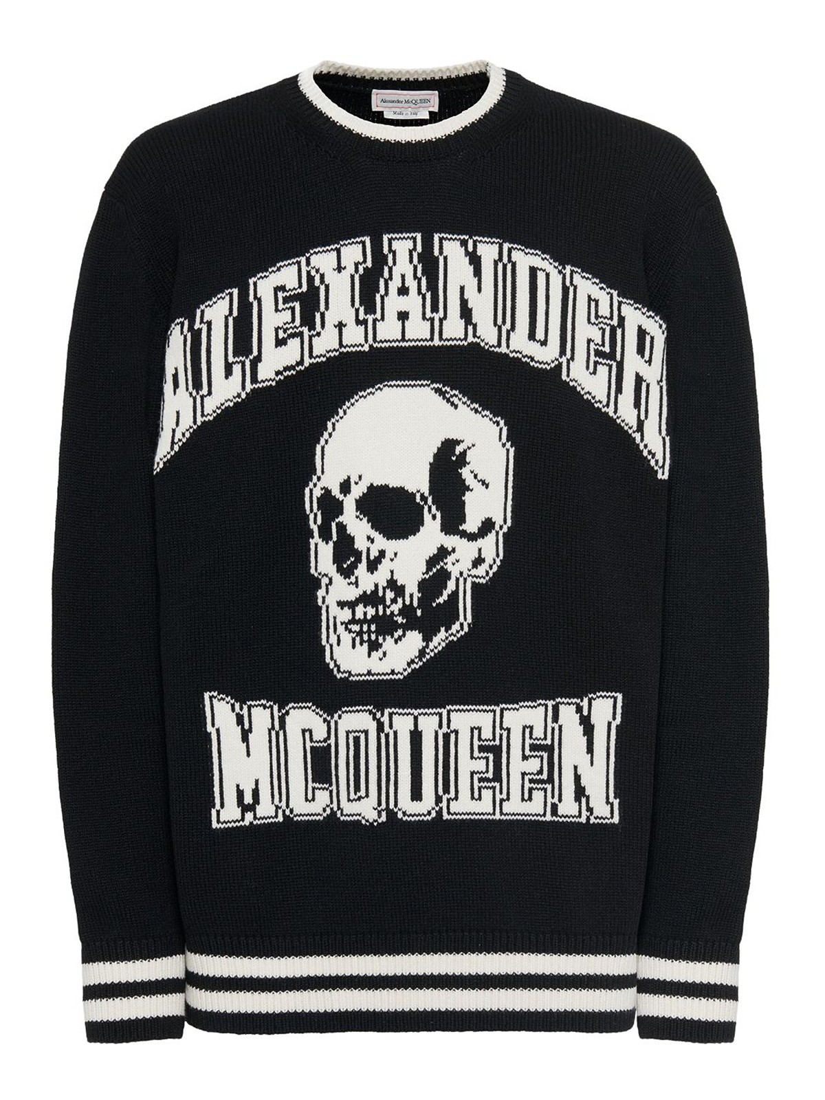 Alexander Mcqueen Logo Organic Cotton Sweatshirt In Negro