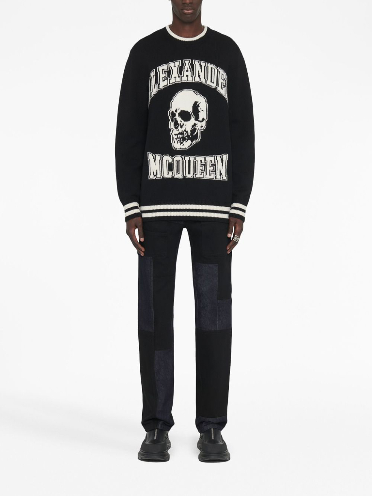 Shop Alexander Mcqueen Logo Organic Cotton Sweatshirt In Negro