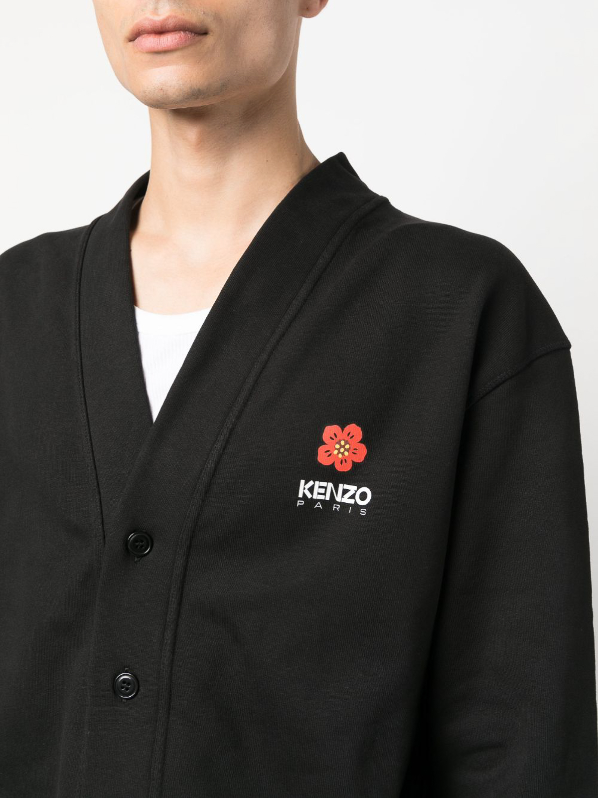 Shop Kenzo Boke Flower Cotton Cardigan In Black