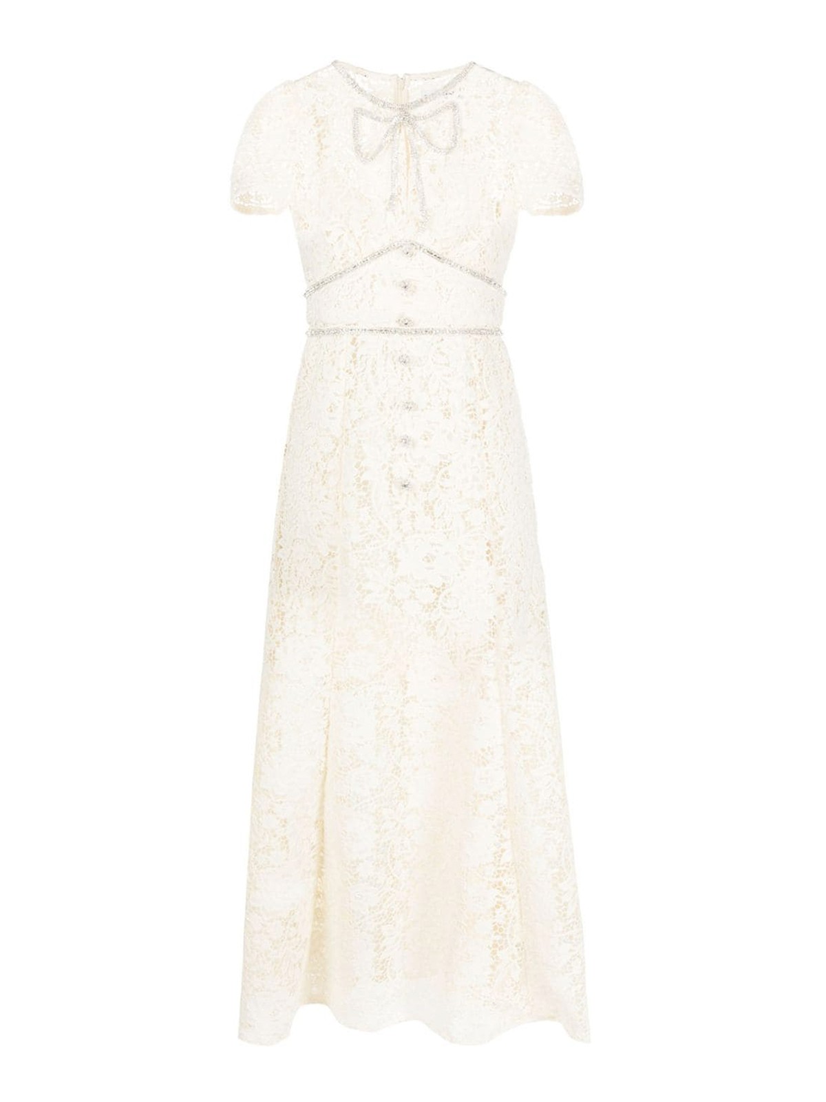 Self Portrait Lace midi dress - White - Women|PF23035MCREAM Self Portrait Lace midi dress - White - Women|PF23035MCREAM