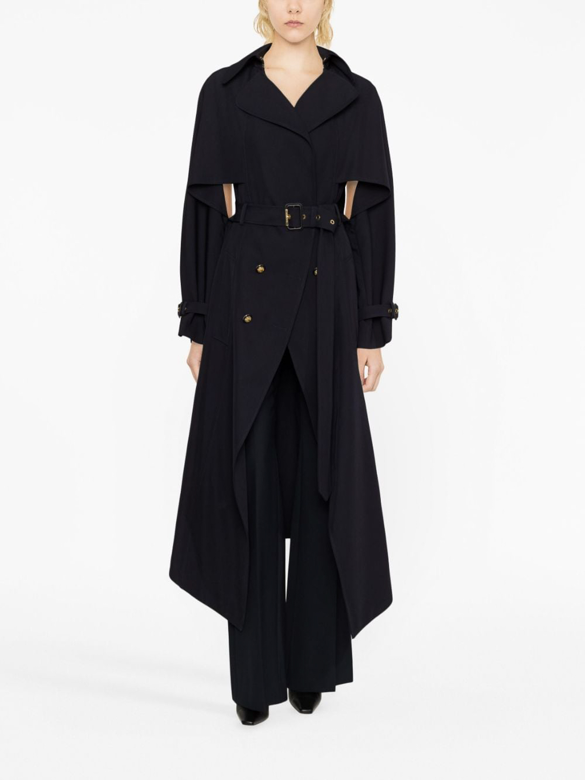 【ALEXANDER McQUEEN】 紺 フレアコート 金ボタン 40 伊製 Alexander Mcqueen Wool long coat - Blue - Women|749674QJACF4100