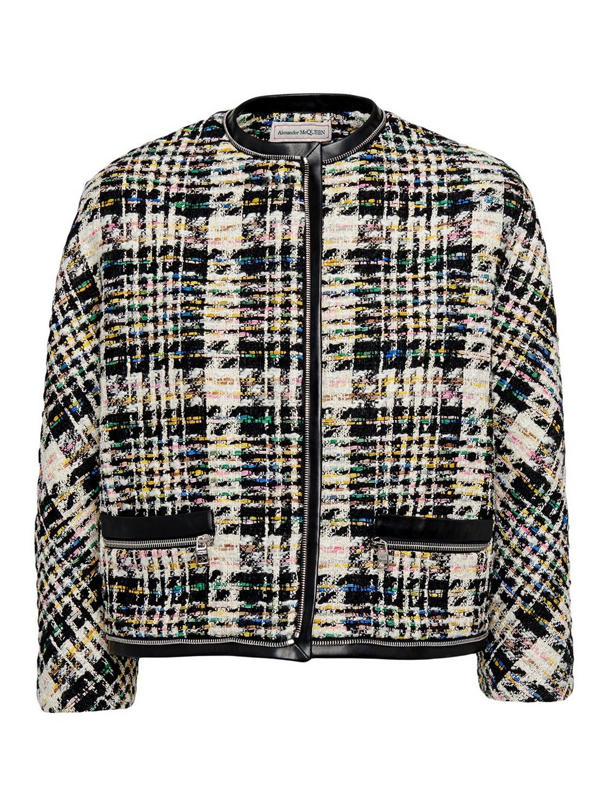 Alexander Mcqueen Checked Tweed Jacket In Multicolor