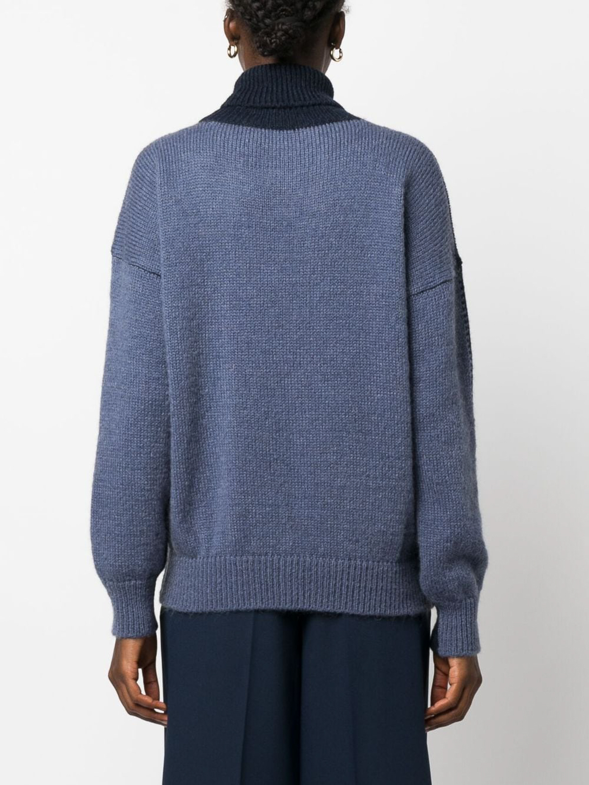 Shop Alysi Mohair Wool Turtleneck Sweater In Blue