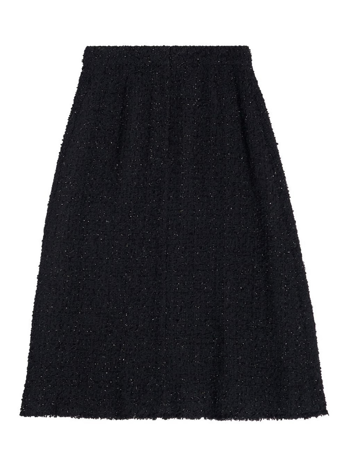 Shop Balenciaga Tweed Midi Skirt In Black